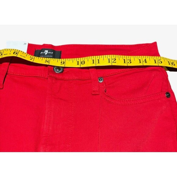 7 For All Mankind Women's Red Distressed Straight-Leg Jeans Size 29 - Picture 4 of 11